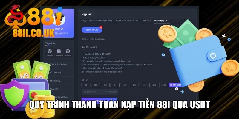 Quy trình thanh toán nạp tiền 88i qua USDT